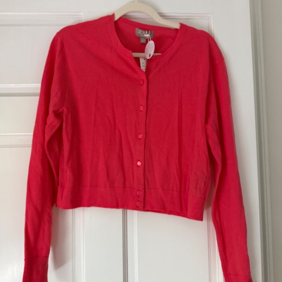 NWT JCrew Featherweight Cashmere Cardigan in Garden Rose - Picture 2 of 3